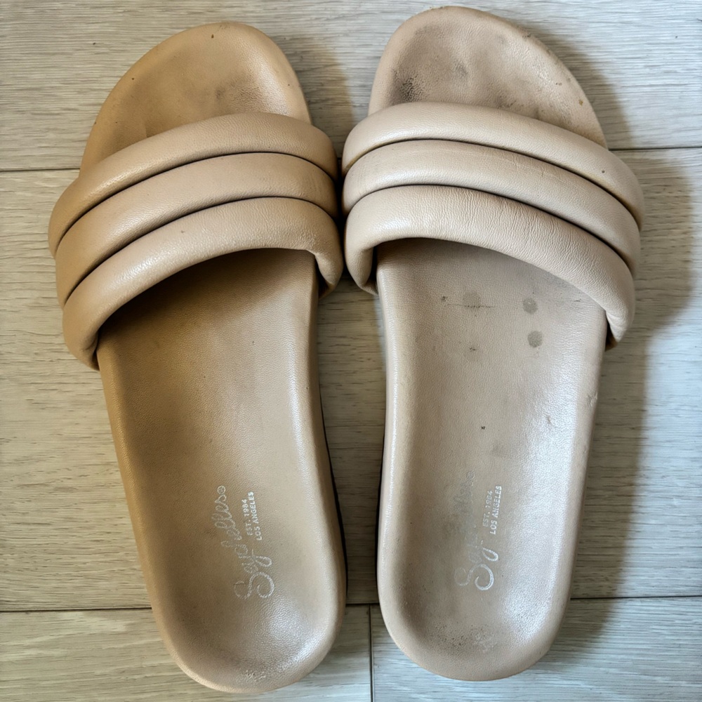 Seychelles Vachetta Lowkey Leather Slides Sandals Sz 7